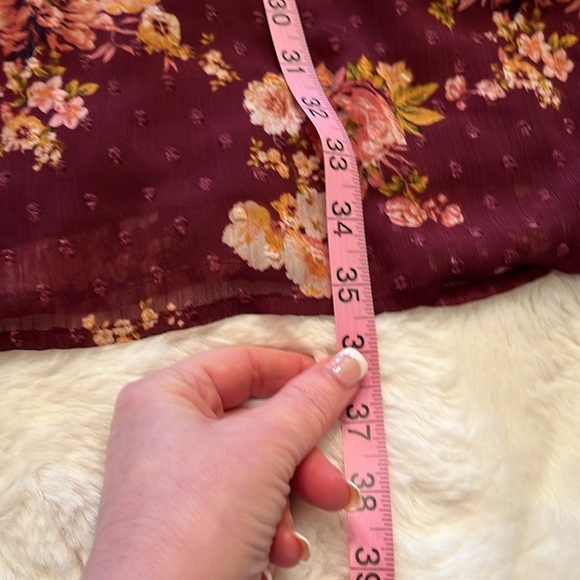 Floral Burgundy Dress with Lace Trim XL - Picture 7 of 9